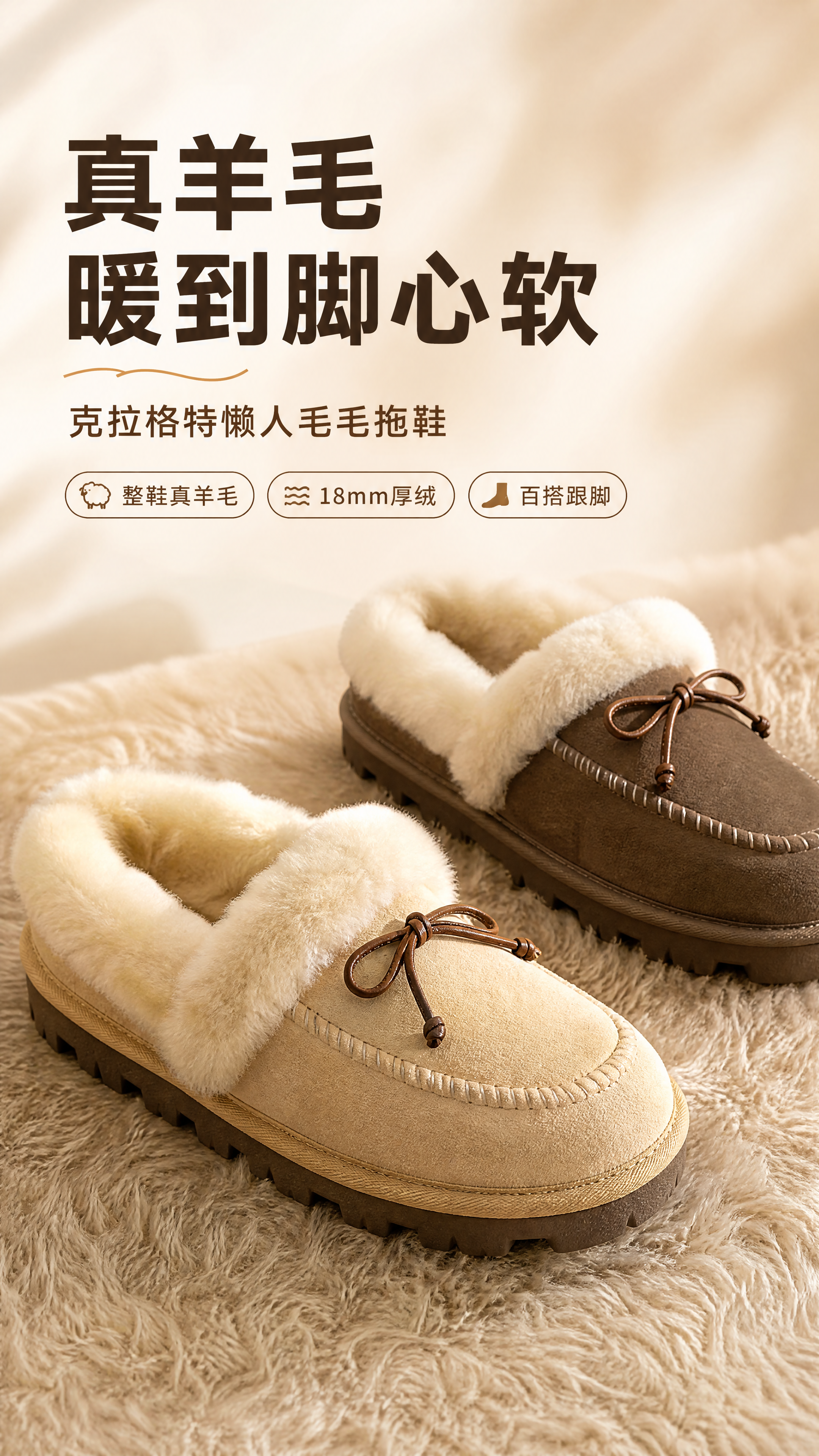 [商品] 使用【图1】浅奶茶色毛毛拖鞋和【图10】深棕色毛毛拖… - 图片创意预览