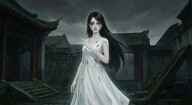 给人物面部增加两条血痕，增加一点恐怖元素，其他保持不变。
