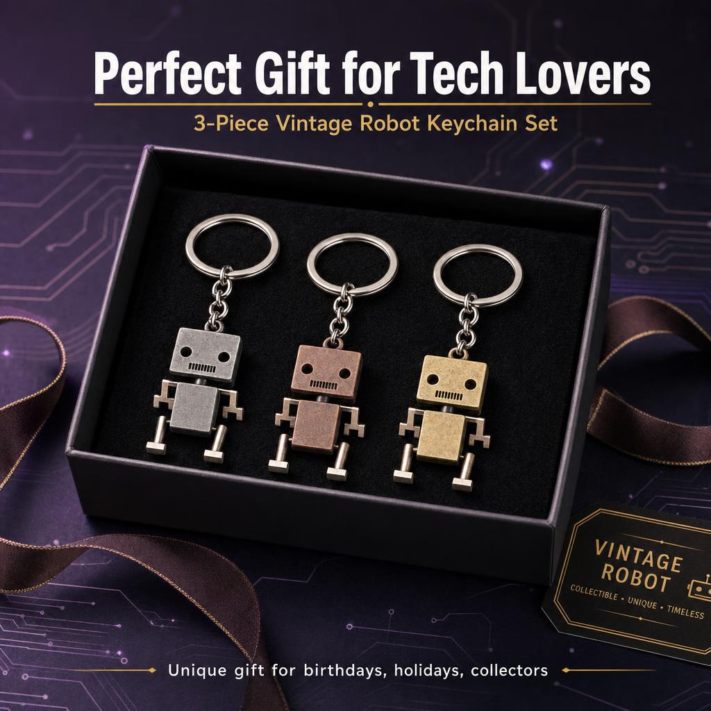 [主图3] Vintage Robot Keychain 场景… - 图片创意预览
