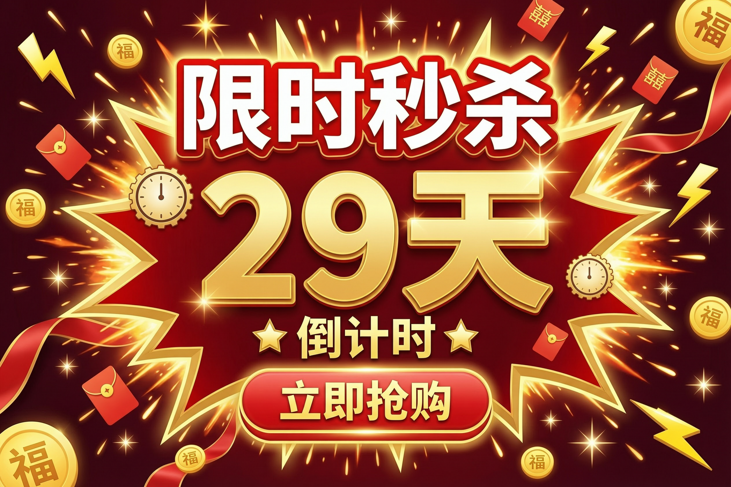 直播间限时秒杀倒计时字体贴片，异形不规则形状，透明背景PNG格… - 图片创意预览