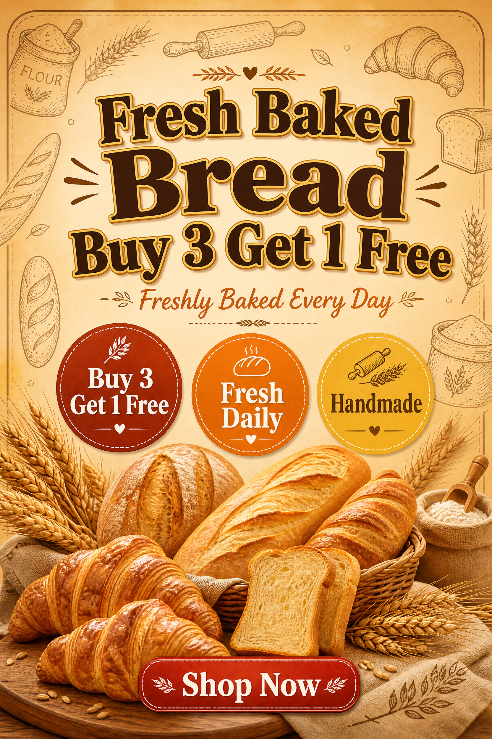 warm tone bakery bread promotio… - 图片创意预览