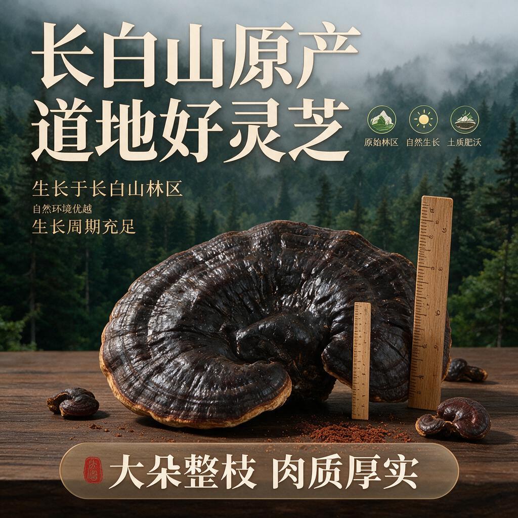 [主图-2] 长白山灵芝 核心亮点与产地溯源 展示产地环境与品… - 图片创意预览