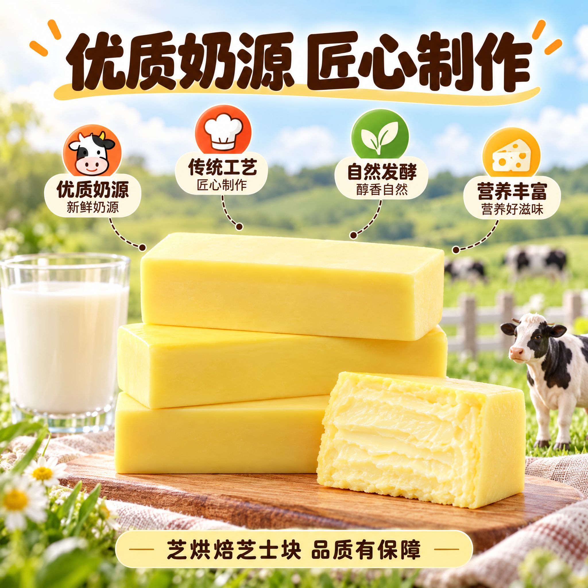 [主图-2] 芝烘焙芝士块 核心卖点 产地原料溯源。 [统一基… - 图片创意预览