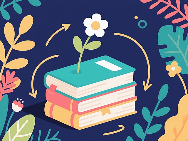清新插画风，书本轻拟物设计，花叶环绕，展现自然与知识的融合。