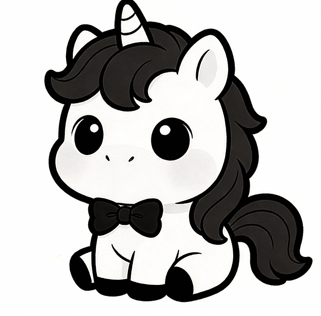 帮我把其他东西去掉，只保留小马，且把小标变成黑白色