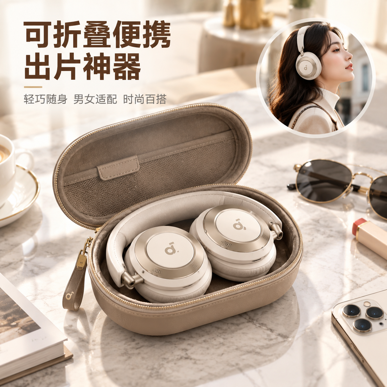[主图-8] 折叠便携-收纳场景，展示可折叠便携设计与出片好看… - 图片创意预览