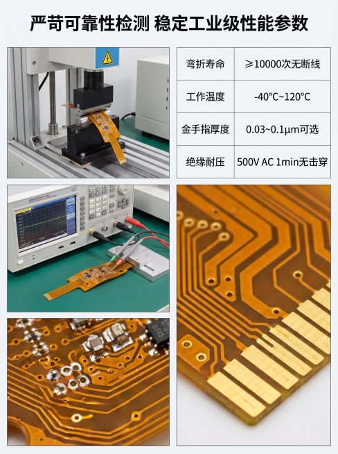 第 4 屏：工艺制程拆解屏（信任工艺实力）
图文文案
主文案：12 道标准化制程 严控每一块软板品质
副文案：基材开料→线路曝光蚀刻→压合补强→镀金沉金→SMT 贴片→AOI 光学检测→可靠性老化测试预览效果