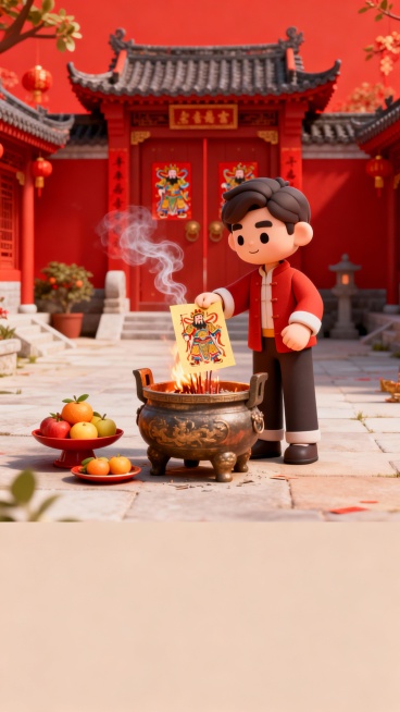 参考图片中的风格样式，制作从除夕到初七，共8张中国春节年俗海报（参考图的那张也要重新制作一张），海报中不需要民俗的具体文字，后期我会自己添加；场景根据年俗的不同而变化、每张海报的具体生成的民俗内容为：预览效果