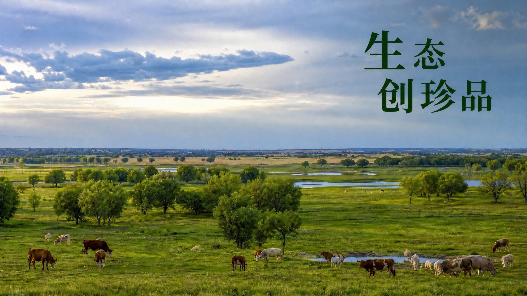 基于这张草原生态图，保持画面完全不变，只简化右上角的标题文字：… - 图片创意预览