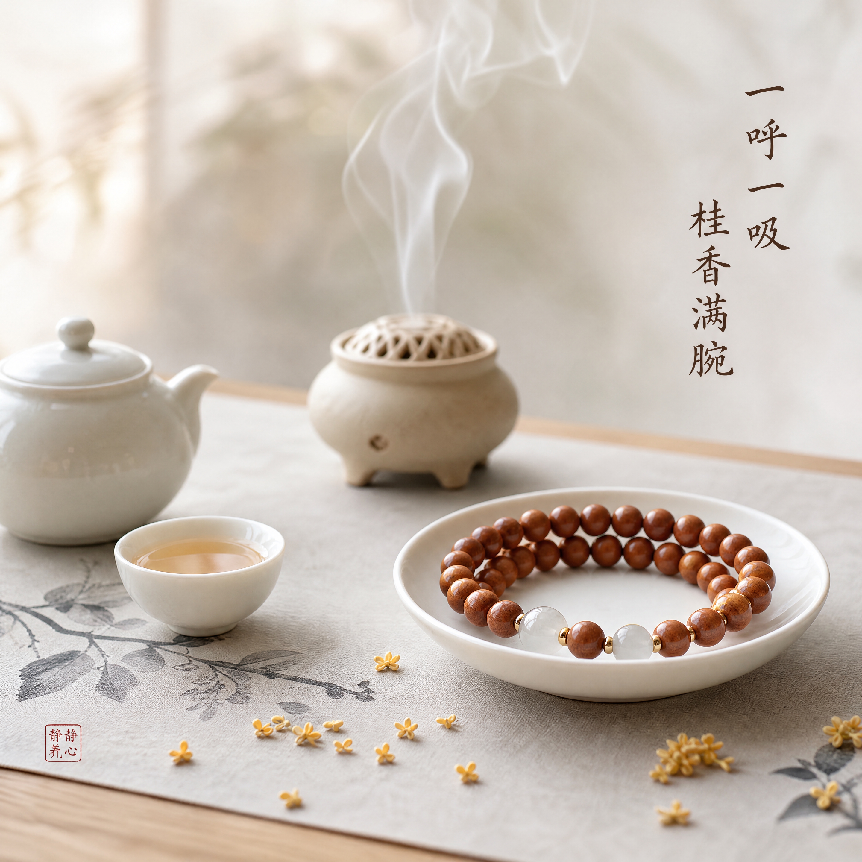 [主图-4] 桂花木樨香手串 香氛意境与使用场景 营造中式品香… - 图片创意预览