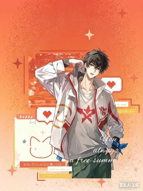 将背景改为合适的橙红色，保持人物和装饰元素不变预览效果