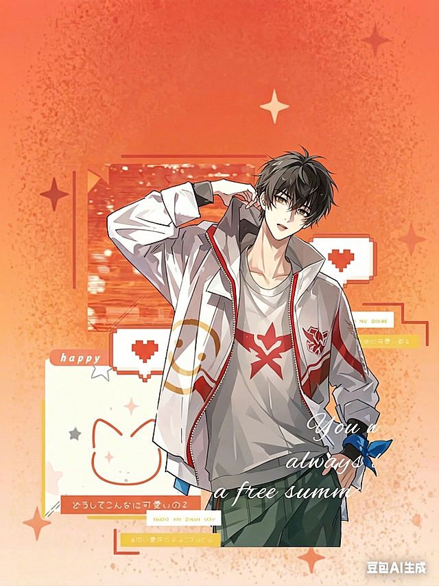 将背景改为合适的橙红色，保持人物和装饰元素不变