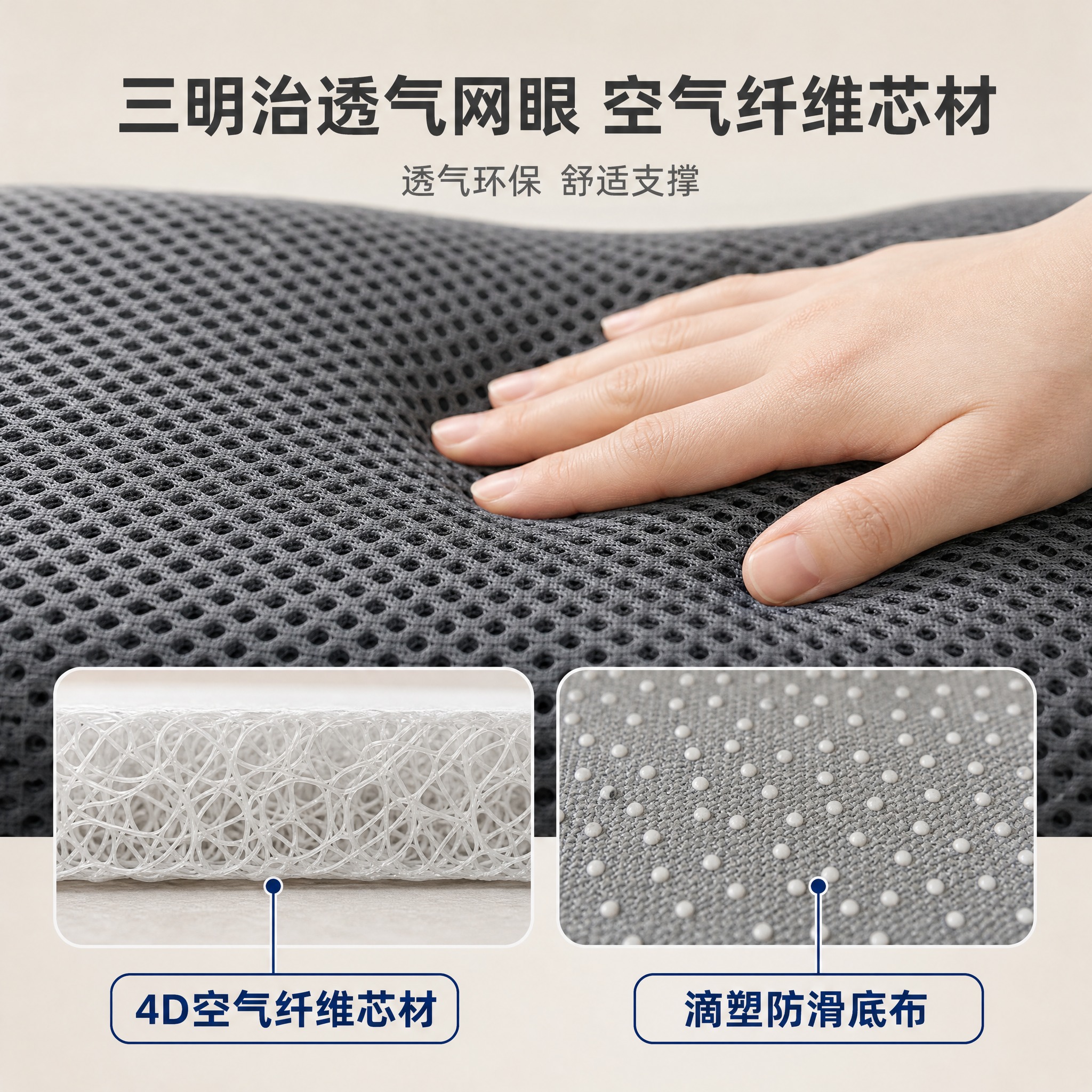 [主图-3] 4D空气纤维护理床垫 材质与透气性能主图 放大展… - 图片创意预览