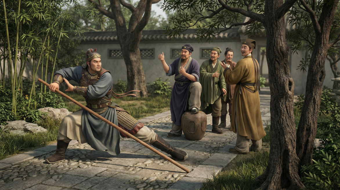 图中使棍的人物。不要胡须，年纪约28岁。预览效果