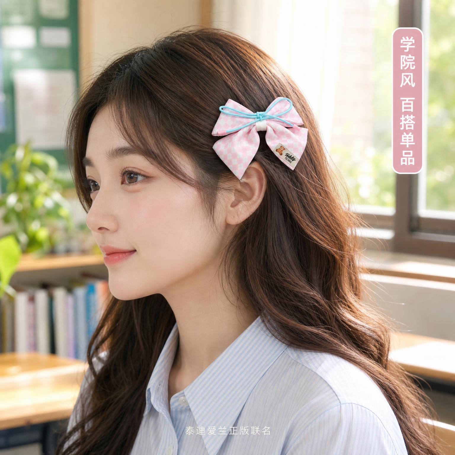 [主图-2] 蝴蝶结发夹佩戴效果展示 少女侧面发型特写 [氛围… - 图片创意预览