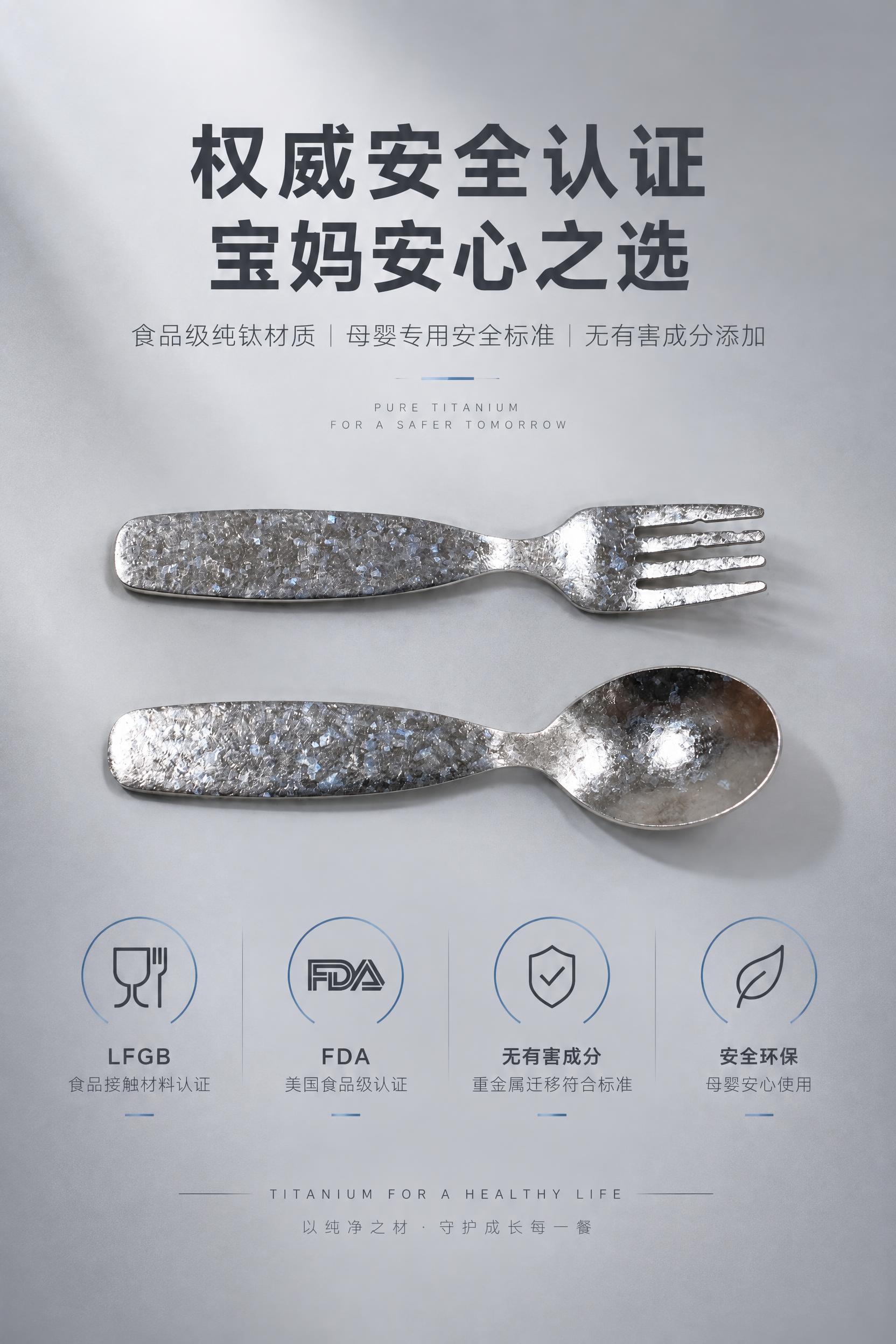 [商品] 使用上传的儿童纯钛叉勺产品图；保留13cm×3.2c… - 图片创意预览