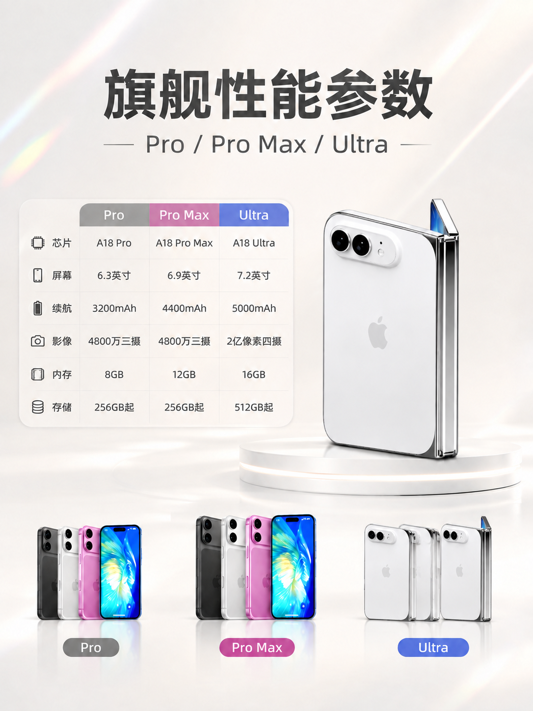 将这张海报中所有的iPhone Ultra产品图替换为图4中的… - 图片创意预览