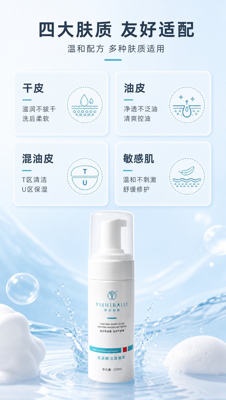 [商品] 使用【图1】伊诗佰俪氨基酸洁面慕斯白色按压泵瓶；保留… - 图片创意预览