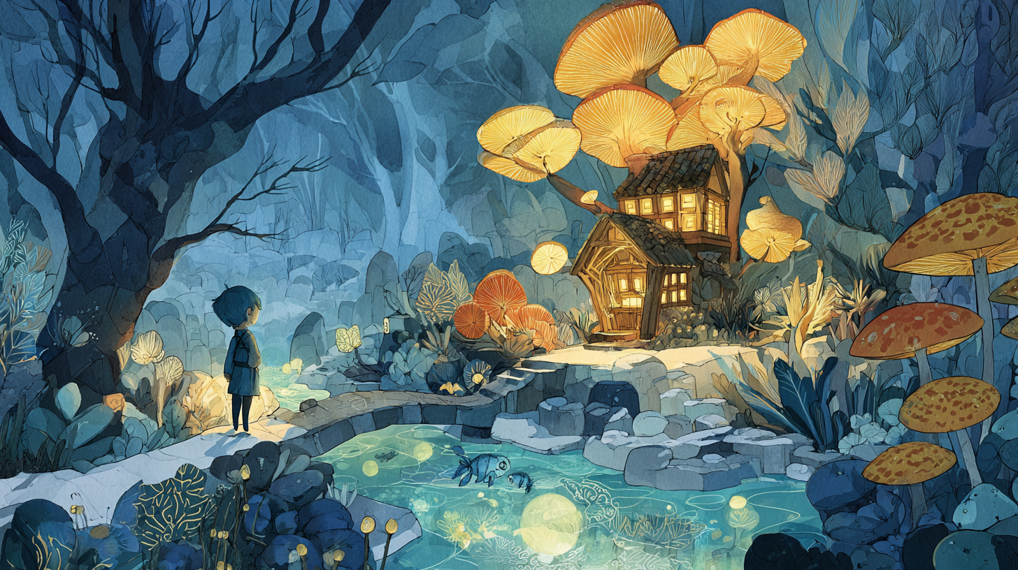 A dreamlike illustration with t… - 图片创意预览