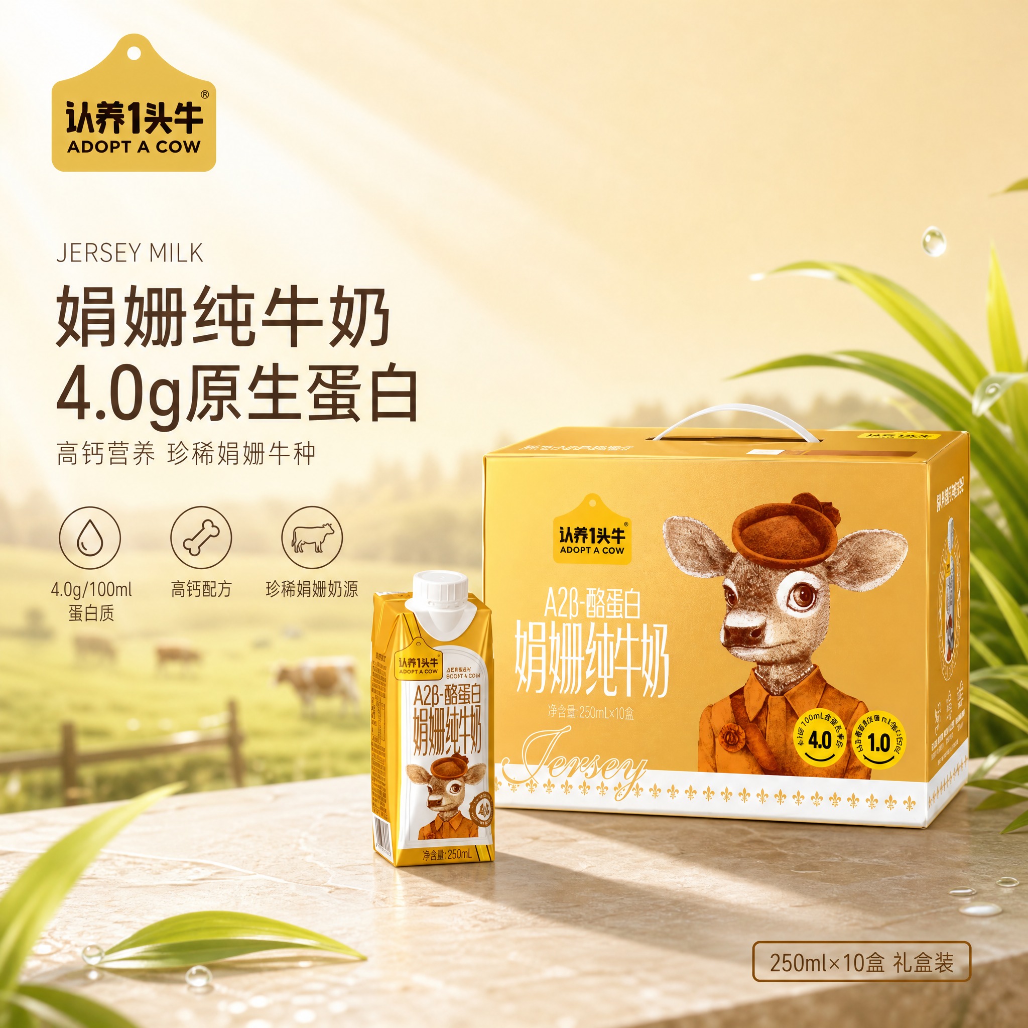 [单张主图] 认养一头牛 A2β-酪蛋白娟姗纯牛奶 京东1:1… - 图片创意预览