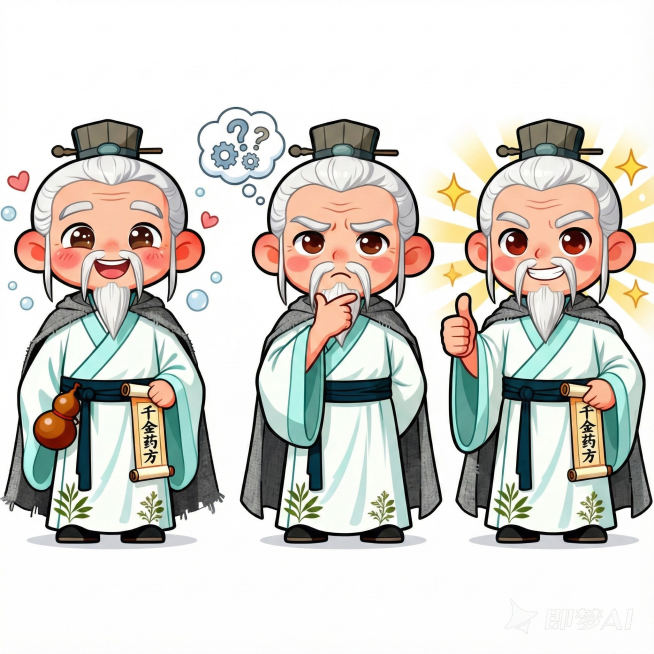 生成这个孙思邈手绘人物的一些物料，以及一些主kv延展，至少十个预览效果