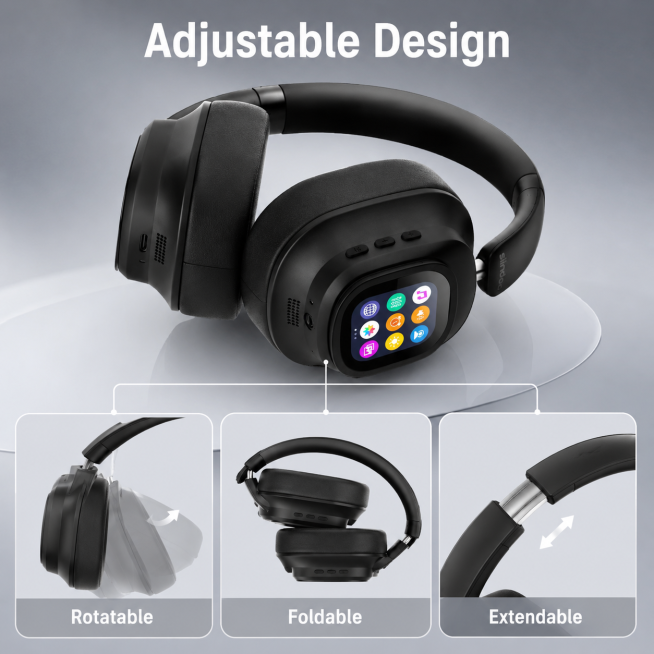 [Main Image 2] Headphones show adjustable folding design for Amazon. [Atmosphere Style] Clear techni预览效果