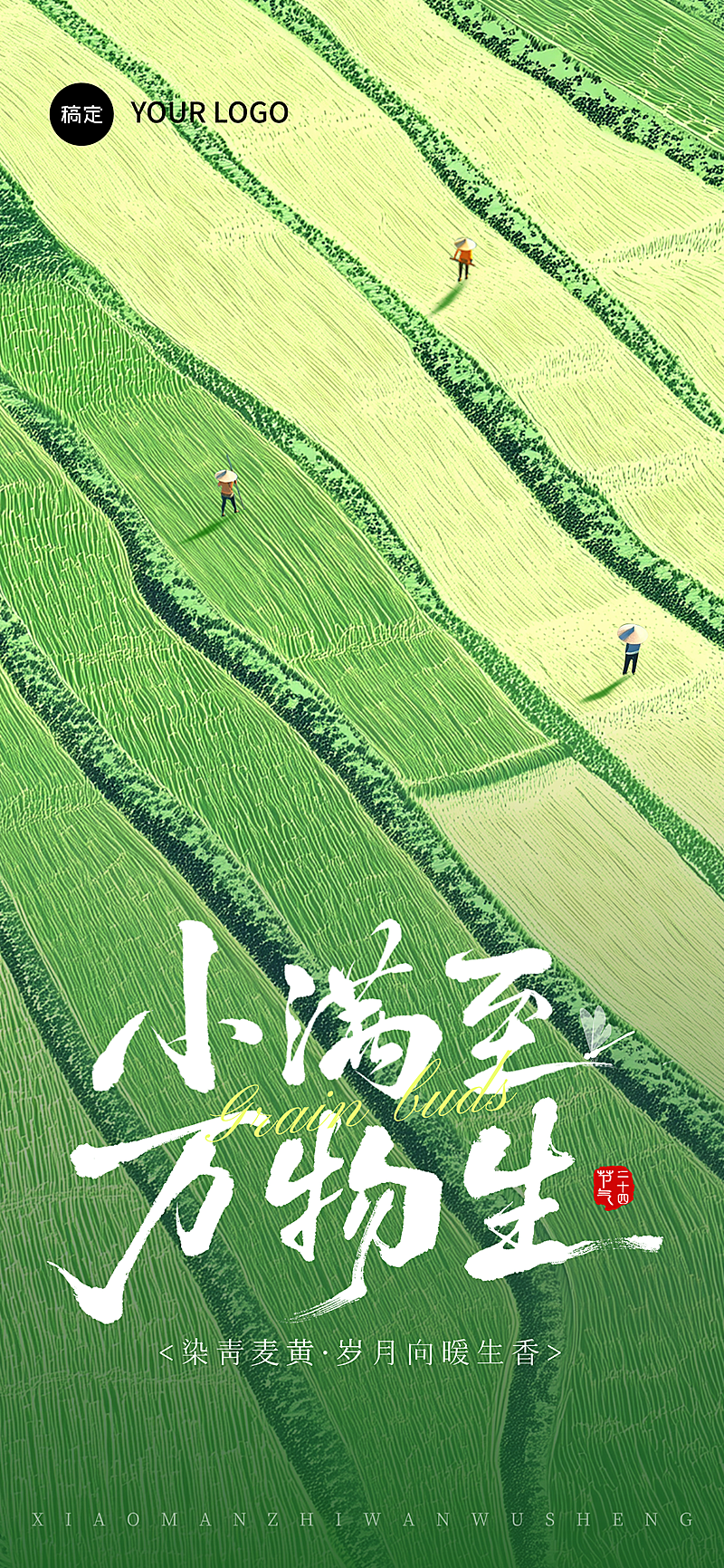 二十四节气小满企业个人公众号朋友圈海报