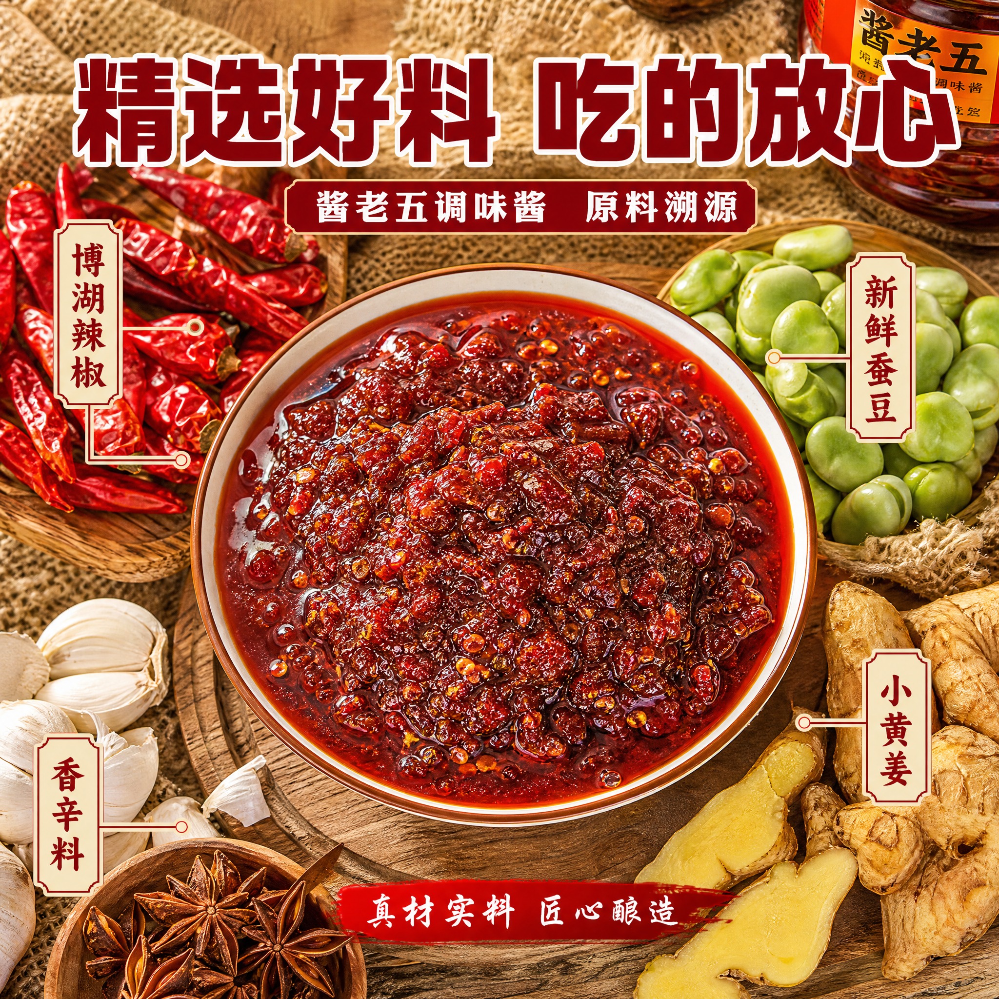 [主图-3] 酱老五调味酱 原料溯源 精选好料。 [统一基调]… - 图片创意预览