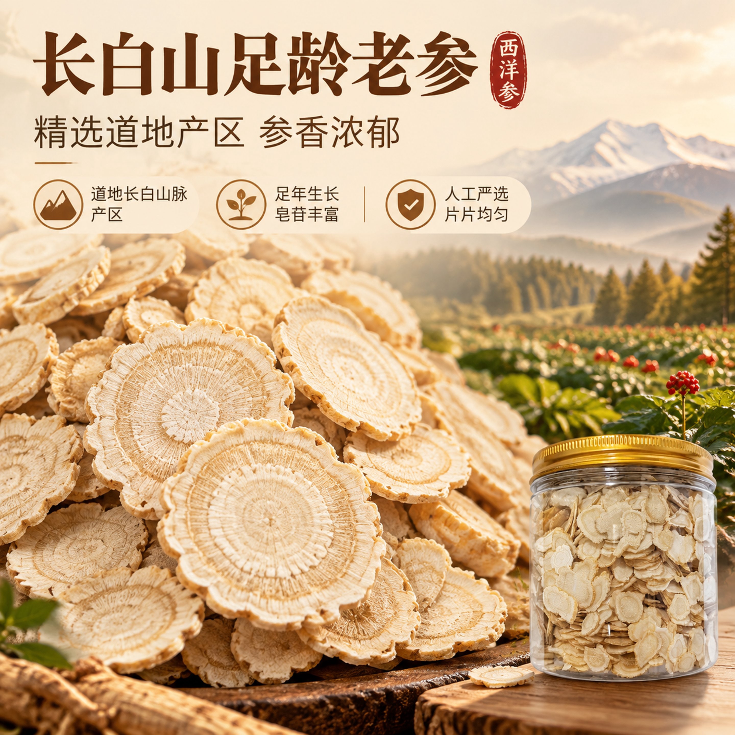 [商品] 使用【图1】罐装西洋参片（花旗参片）作辅助展示；保留… - 图片创意预览