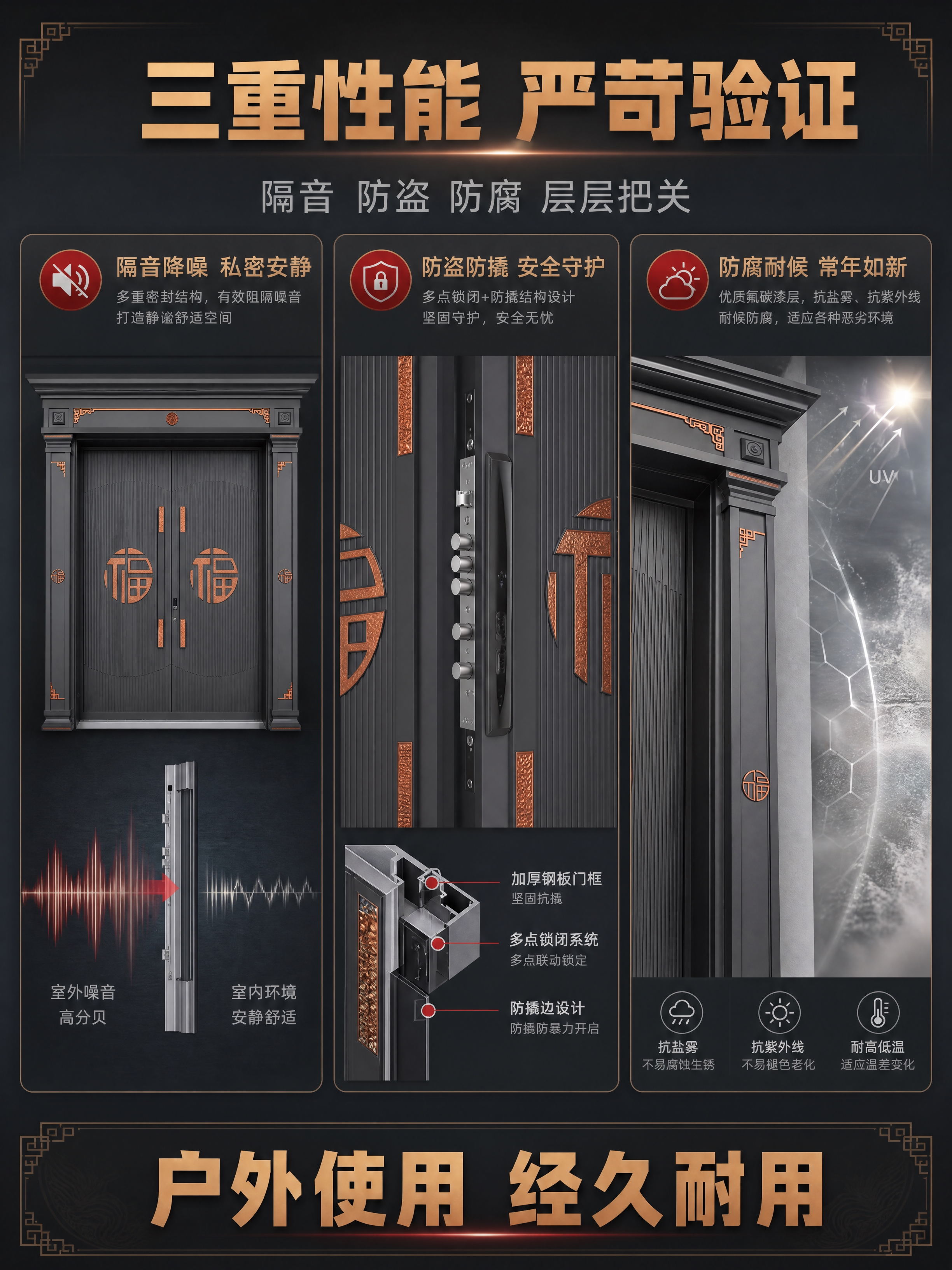 [商品] 使用【图1】新中式深灰色别墅对开大门；保留深灰竖条纹… - 图片创意预览
