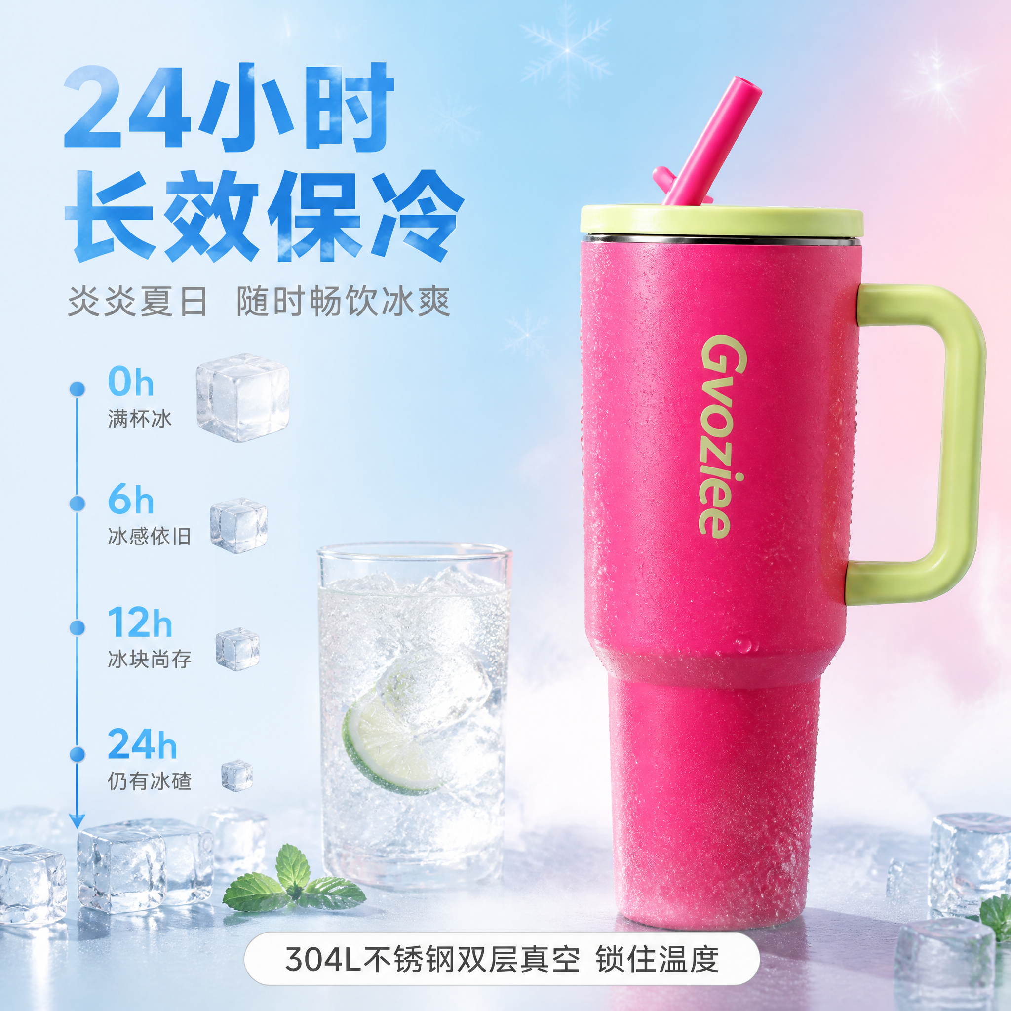 [主图-7] 冰霸杯保冷效果可视化图，长效保冷卖点视觉化呈现。… - 图片创意预览