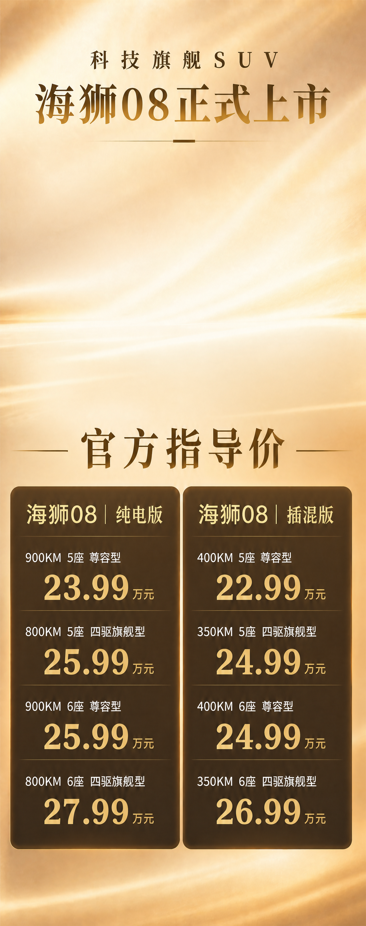 去除画面中的人物（王阳）和海狮08汽车，保留原有的暖金渐变背景… - 图片创意预览