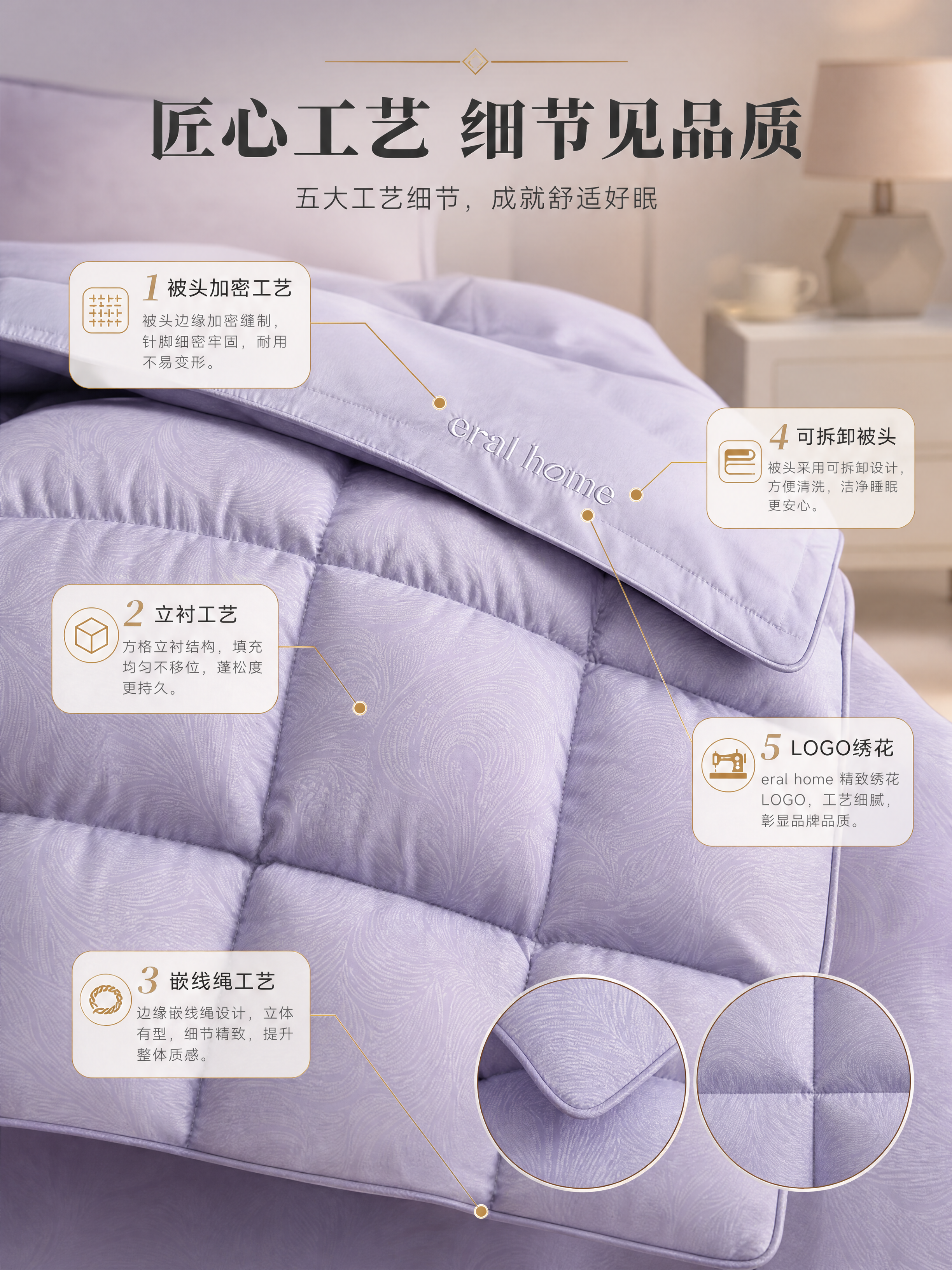 [商品] 使用【图2】香芋紫款雪绒被细节与【图1】整体图；保留… - 图片创意预览