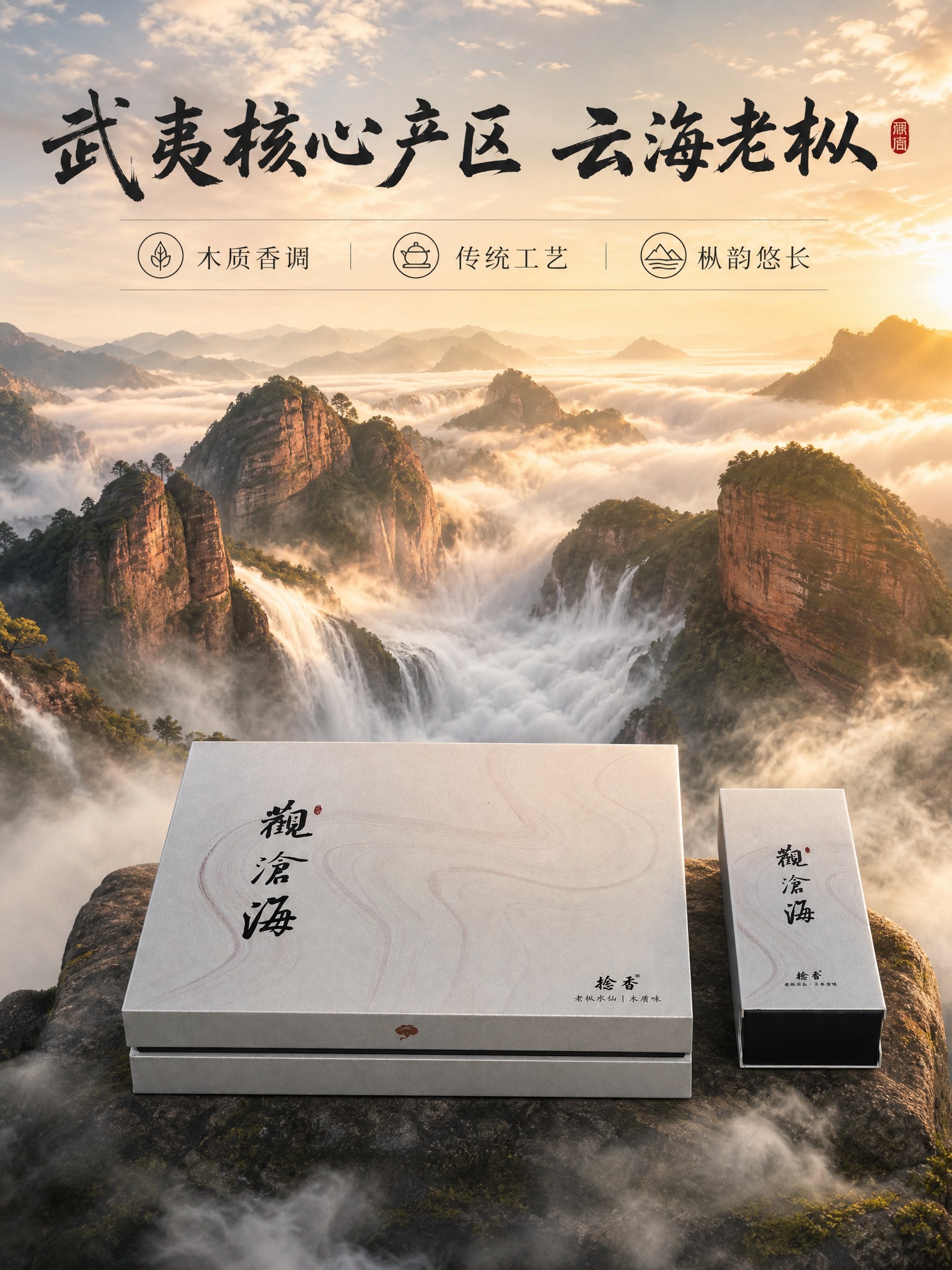 [主图-2] 观沧海老枞水仙木质味岩茶礼盒 核心亮点 武夷山水… - 图片创意预览