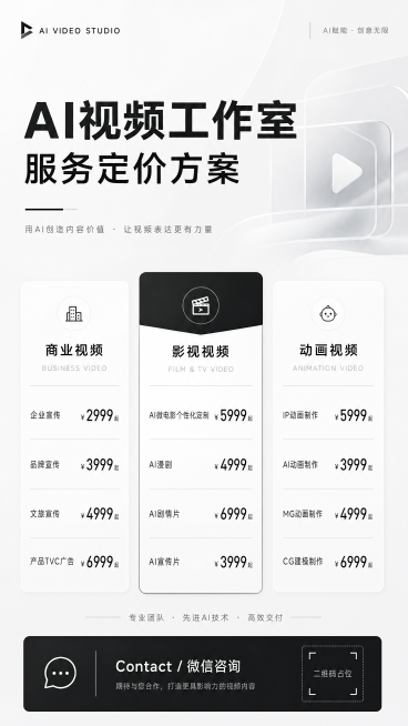 设计AI视频工作室定价海报预览效果