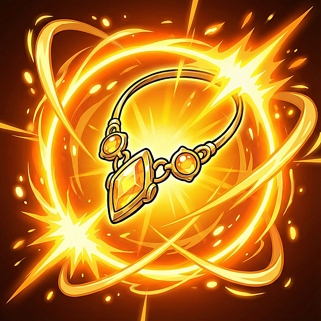 制作同类型BUFF类技能图5个  ：逐日武器，逐日项链，逐日戒指，逐日手镯，逐日头盔，集齐逐日套装激活图标，风格要求：色彩鲜艳的卡通/动漫风，带有强烈的光效、动态特效，5个颜色以级橙黄色为主色调，图案为正方形，无边框，