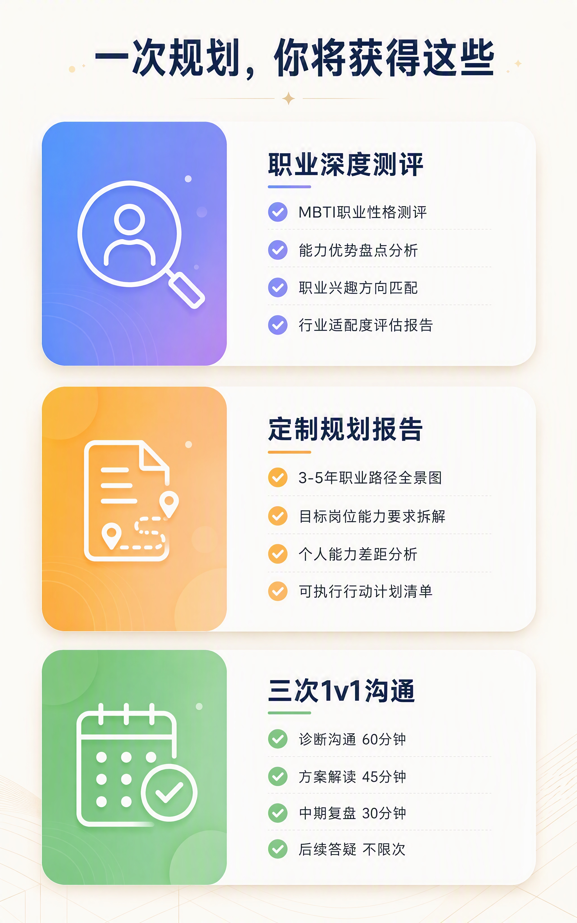 就业规划详情页第四张，服务内容详解页，丰富精致风格。背景是温暖… - 图片创意预览