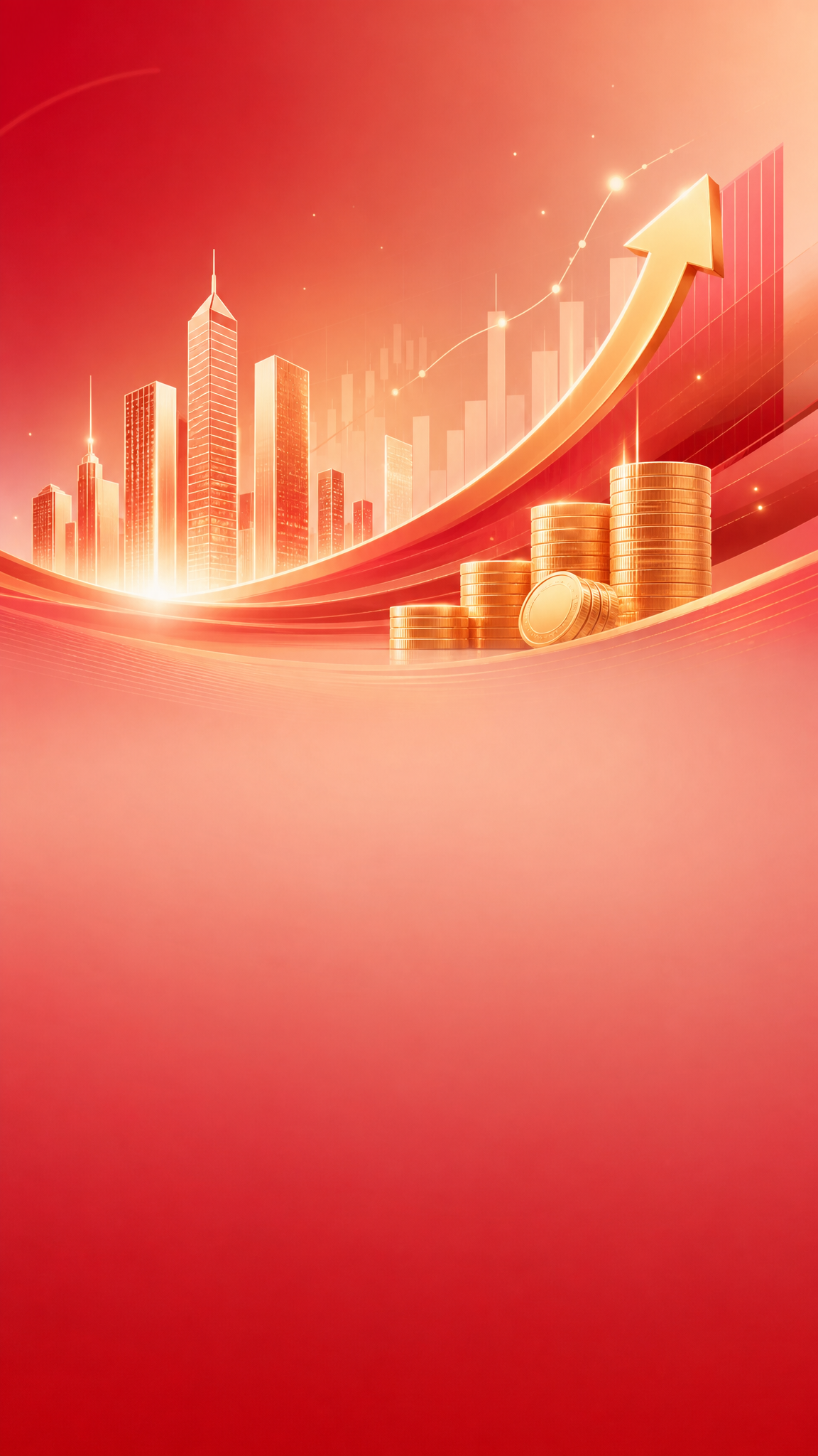 红色系金融贷款主题背景图，画面视觉元素集中在图片上半部分，下半… - 图片创意预览