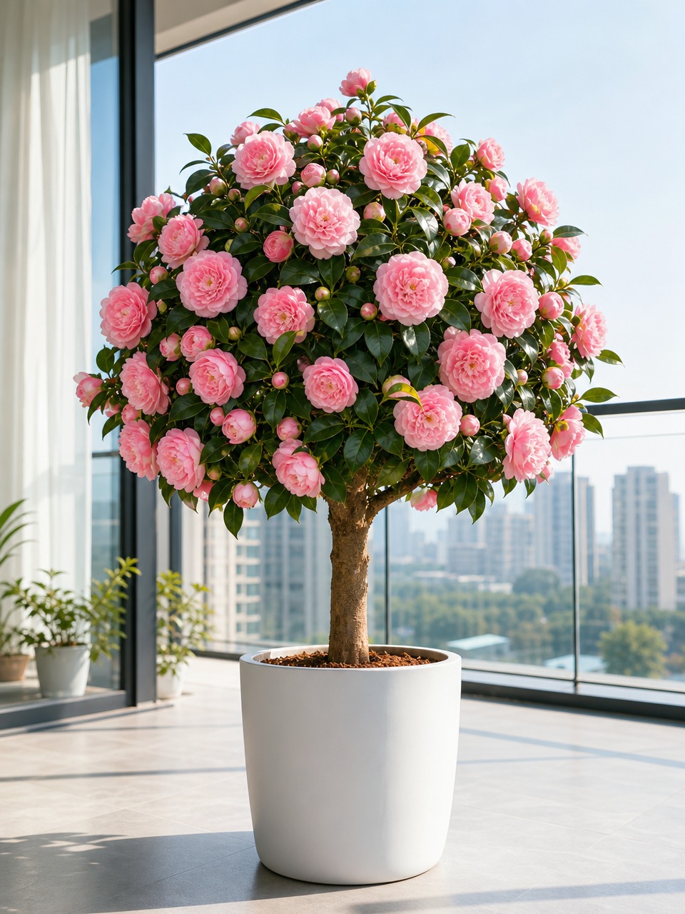 电商商品摄影图，独杆棒棒糖造型香妃山茶花，粗杆老桩，树冠饱满圆… - 图片创意预览
