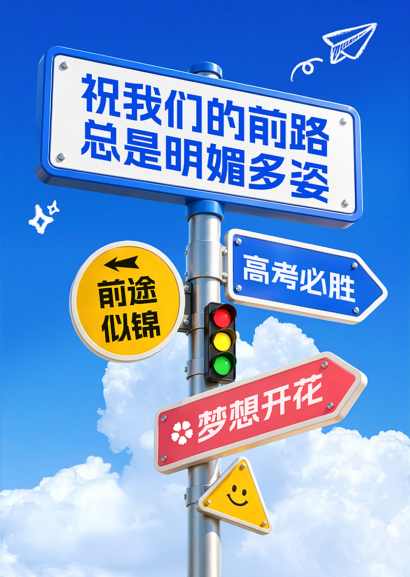 高考励志加油路牌标识青春活力小红书封面