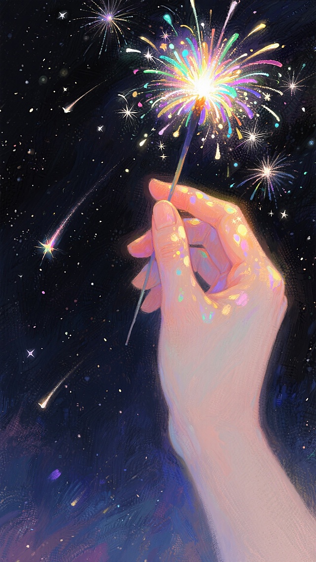 五彩斑斓的黑，仙女棒，满天繁星，梦幻