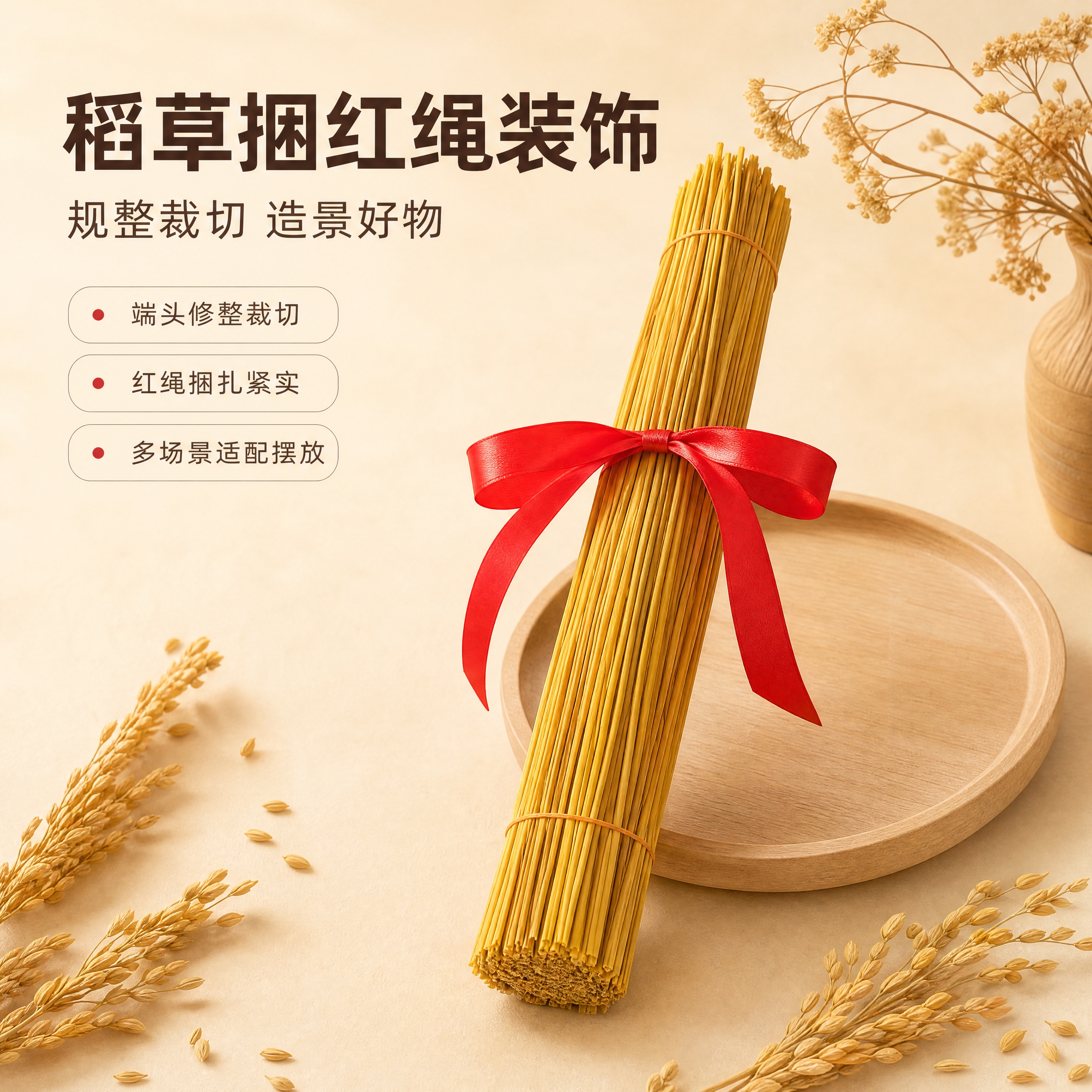 [商品] 使用【图1】去尾稻草捆红绳装饰捆；保留干稻草金黄色泽… - 图片创意预览