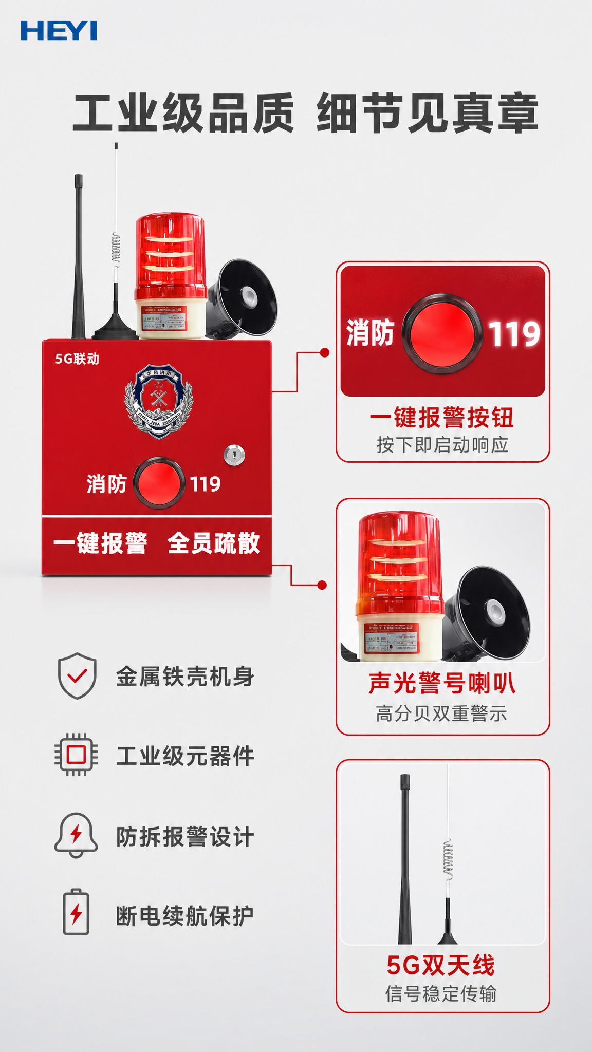 [商品] 使用【图1】智慧消防一键报警系统套装，红色一键报警主… - 图片创意预览