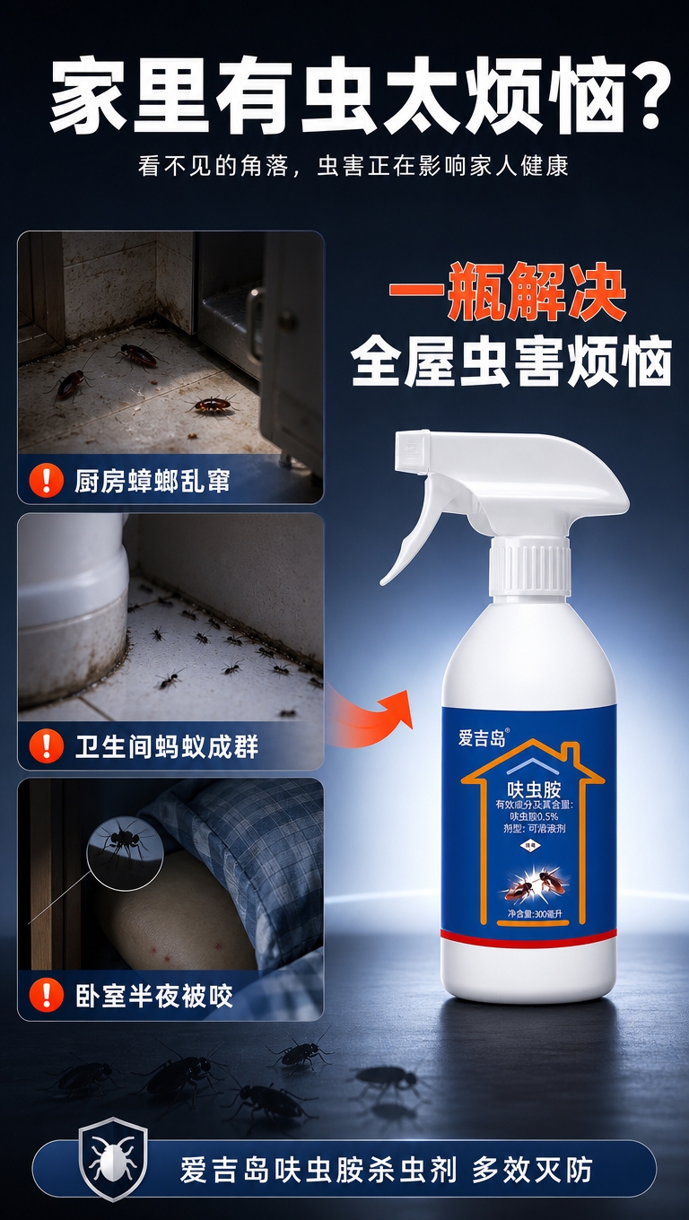 [商品] 使用【图11】爱吉岛呋虫胺杀虫喷雾；保留白色瓶身、蓝… - 图片创意预览
