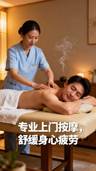 帮忙生成50张上门全身按摩图片，图片可以加入一些文字预览效果