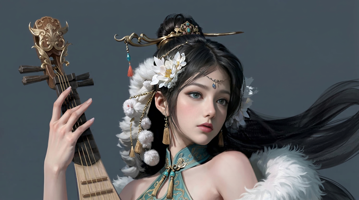 添加细节，游戏美女cg风格，2.5次元原画风格，背景改为纯色预览效果
