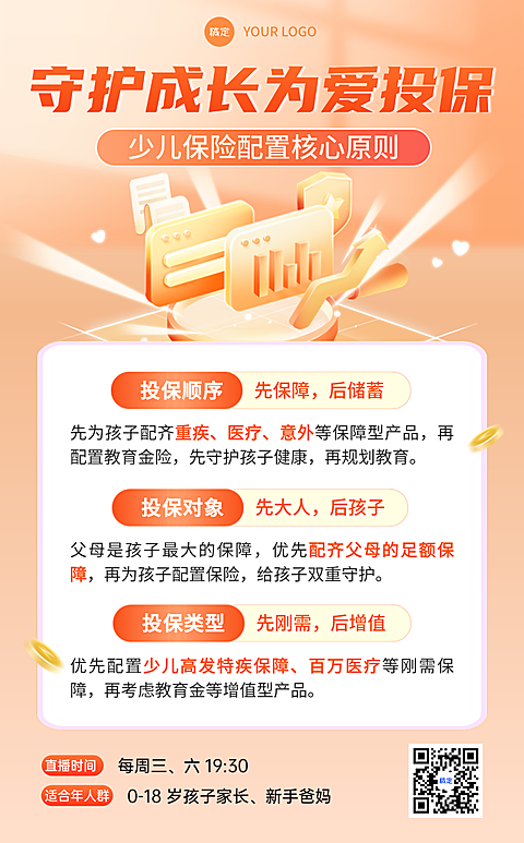 金融保险理念推广知识科普轻拟物风海报