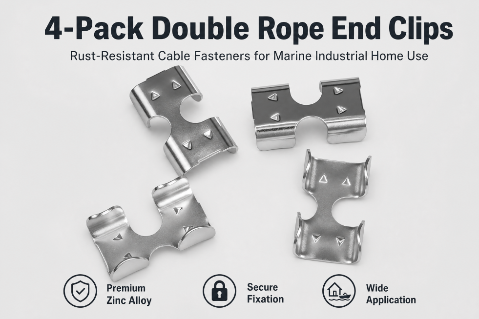 [A+ Page 1] Product overview banner for 4-Pack 1/2 Inch Galvanized Rope Clips. Size 970×600. [Atmosp预览效果