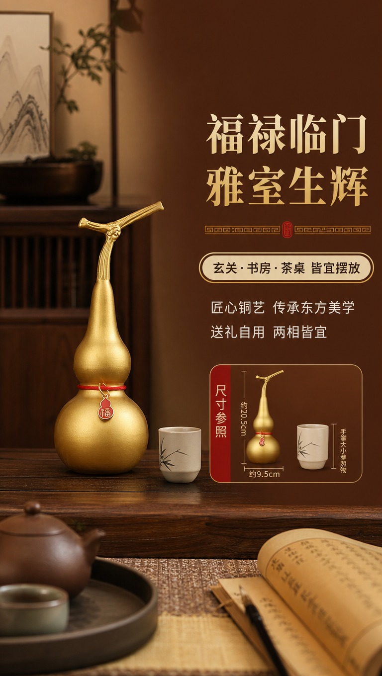 [商品] 使用【图1】龙首衔福铜葫芦；保留整体造型、龙首枝蔓、… - 图片创意预览
