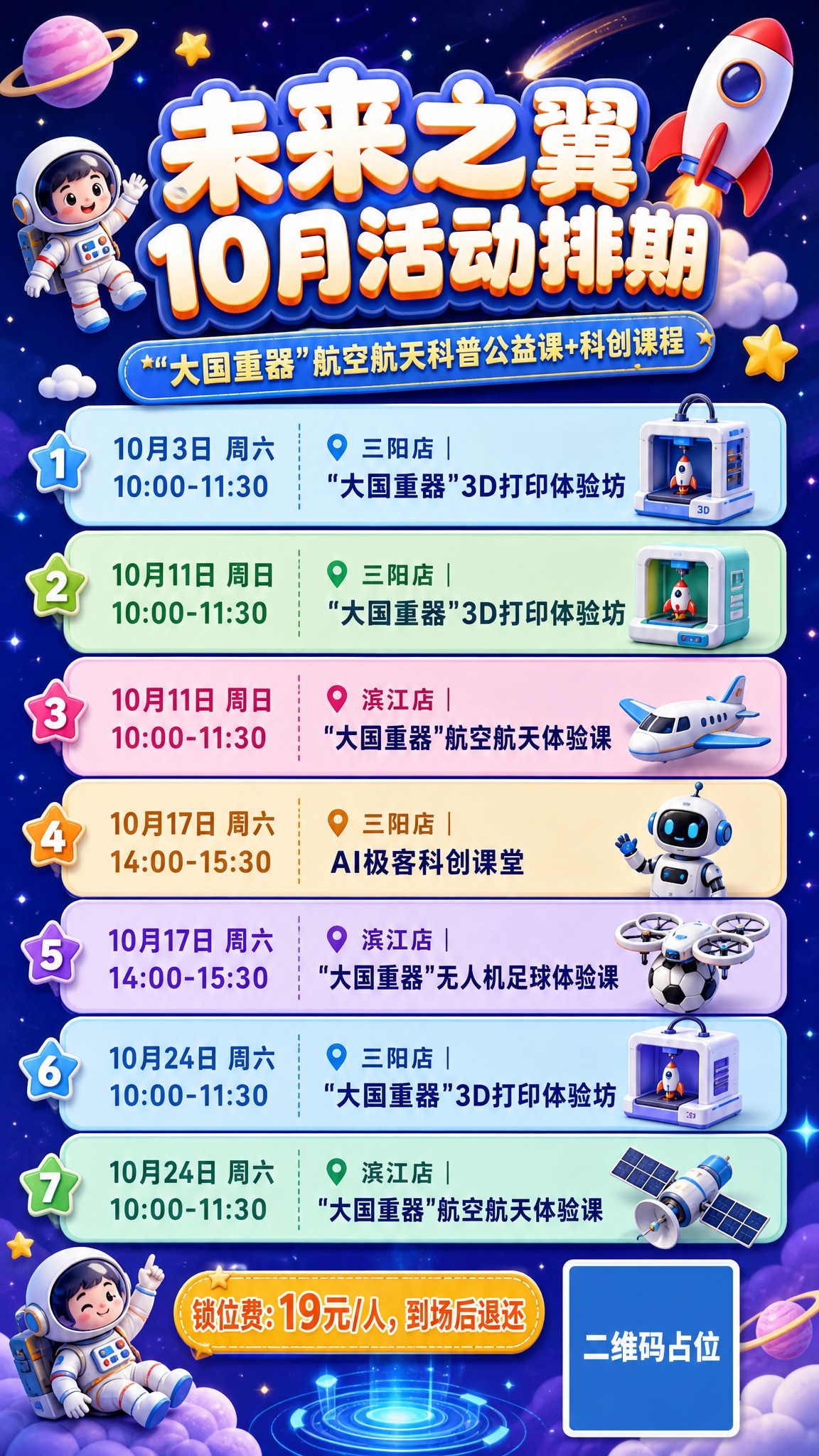 一张竖版9:16的航空航天科创儿童活动海报，科技感+儿童可爱风… - 图片创意预览